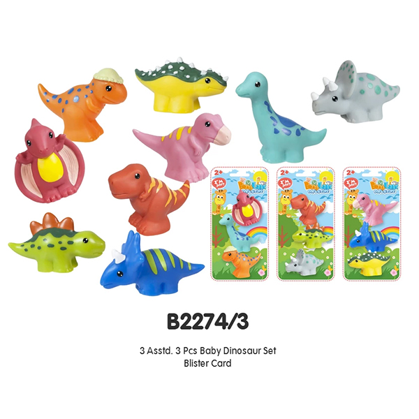 3 Asstd. 3 PCS Baby Dinosaur Set