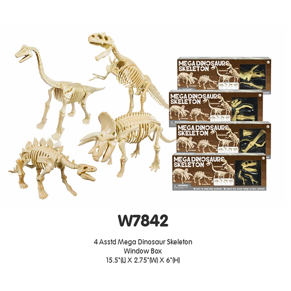 4 Asstd Mega Dinosaur Skeleton Window Box