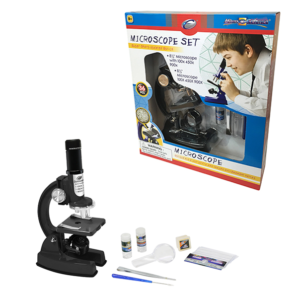 36PCS 100/450/900X MICROSCOPE SET (BLACK)